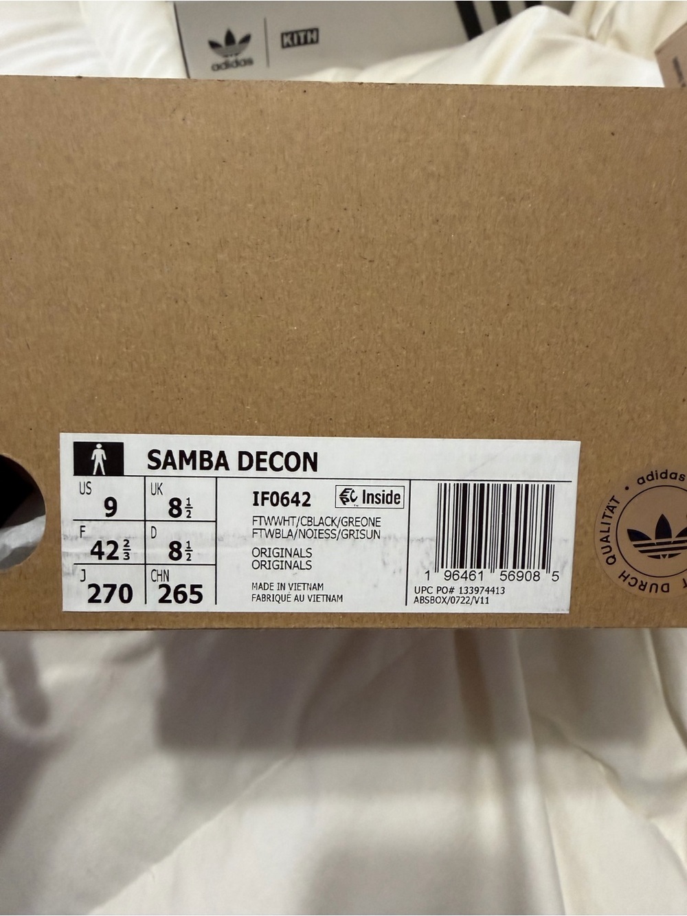 Adidas Samba Decon White and Black Samba Sneakers with Gum Sole - Picture 8 of 8